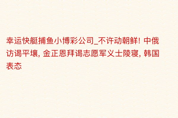 幸运快艇捕鱼小博彩公司_不许动朝鲜! 中俄访谒平壤, 金正恩拜谒志愿军义士陵寝, 韩国表态