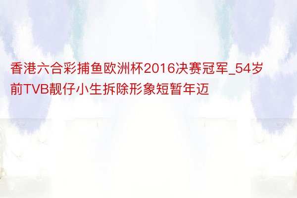 香港六合彩捕鱼欧洲杯2016决赛冠军_54岁前TVB靓仔小生拆除形象短暂年迈