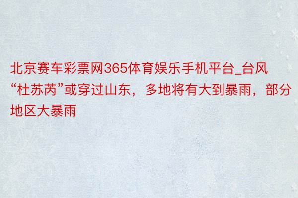 北京赛车彩票网365体育娱乐手机平台_台风“杜苏芮”或穿过山东，多地将有大到暴雨，部分地区大暴雨