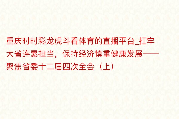 重庆时时彩龙虎斗看体育的直播平台_扛牢大省连累担当，保持经济慎重健康发展——聚焦省委十二届四次全会（上）