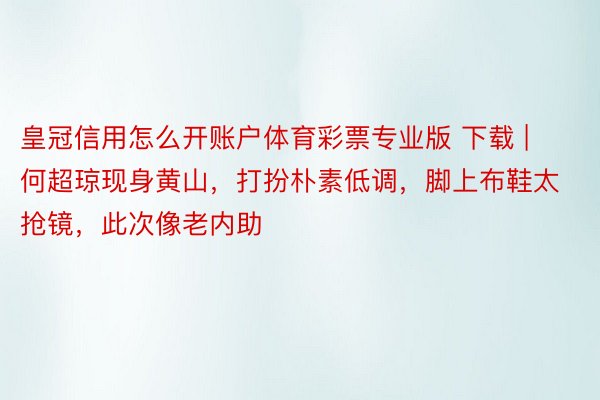 皇冠信用怎么开账户体育彩票专业版 下载 | 何超琼现身黄山，打扮朴素低调，脚上布鞋太抢镜，此次像老内助