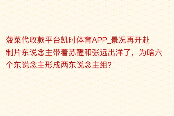 菠菜代收款平台凯时体育APP_景况再开赴制片东说念主带着苏醒和张远出洋了，为啥六个东说念主形成两东说念主组？